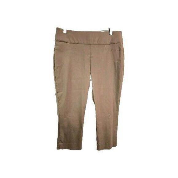 NWT St Johns‎ Bay Womens Mid Rise  Capri Pants Tan Straight Size 12 (76-2) - Picture 1 of 11
